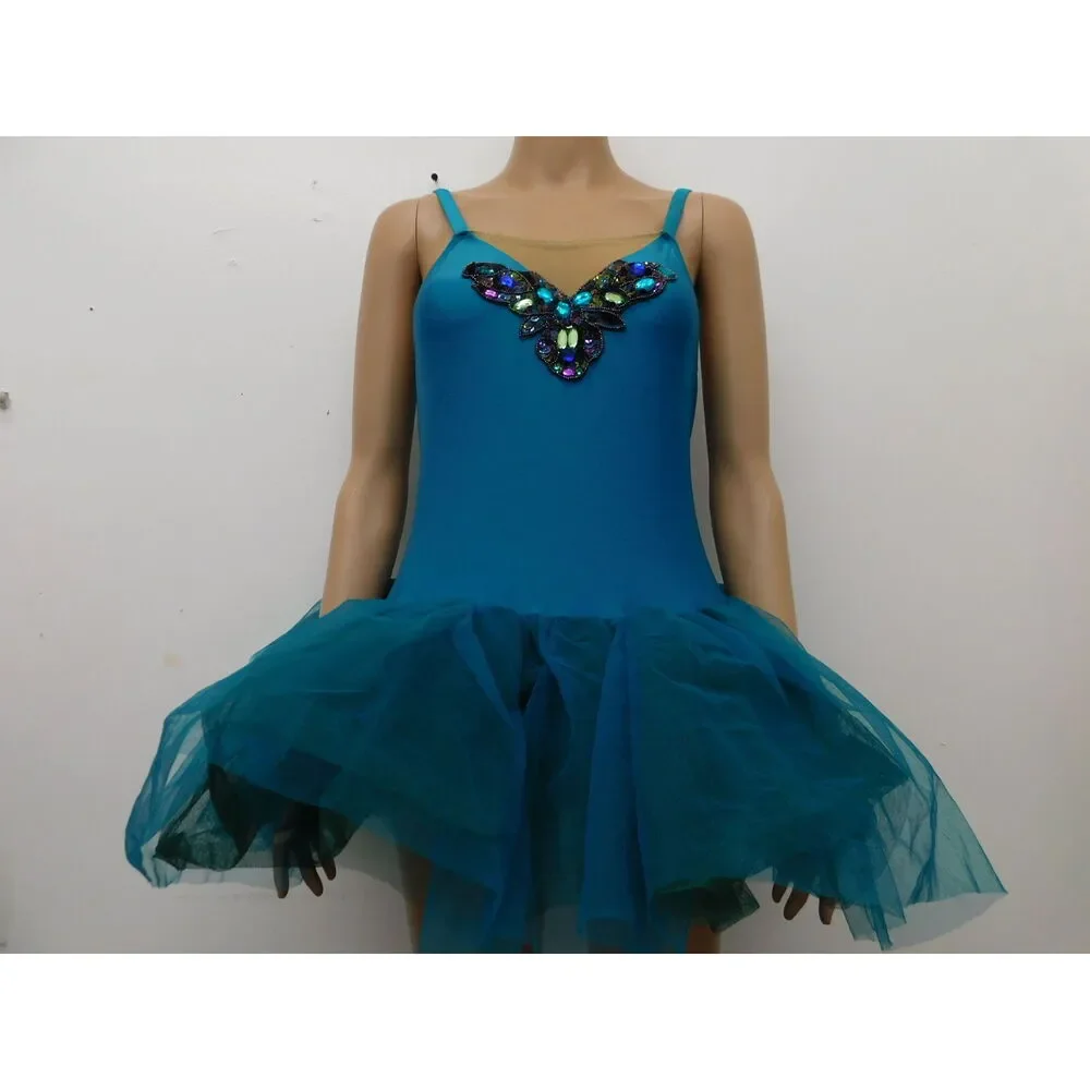 Pre-Owned Dance Costume Revolution 697 Medium Child Green Tutu Ballet Sequin